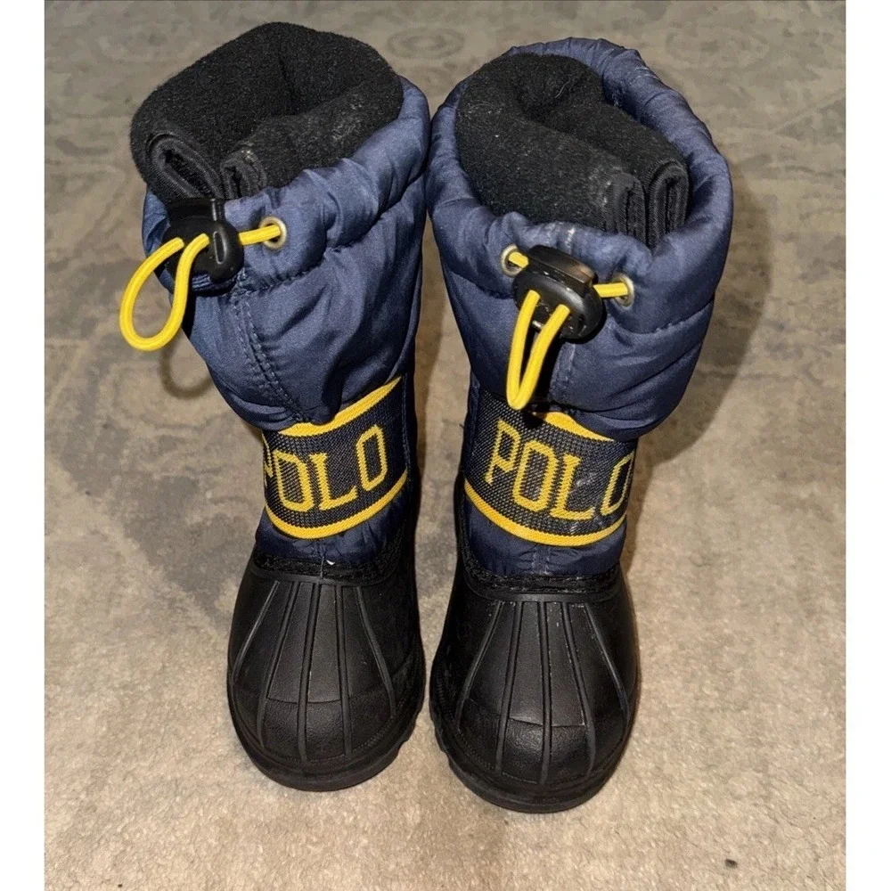 Polo Ralph Lauren Jakson Snow Boots Blue Yellow Big Pony Toddler Boys Sz 7